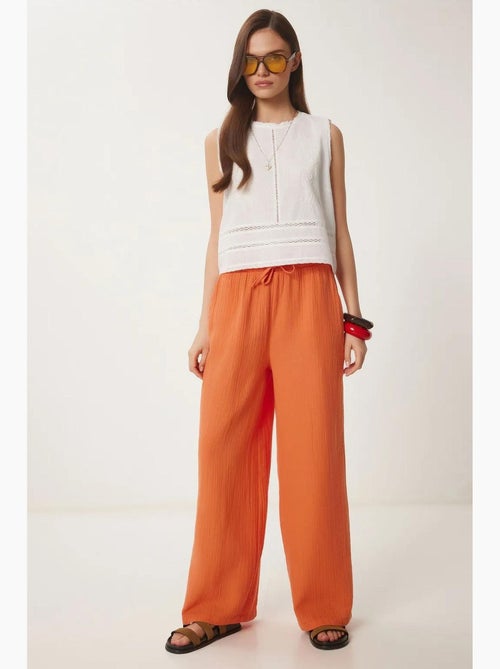 Pantaloni a gamba ampia con coulisse in vita e dettaglio con bordino istanbul - Kiabi