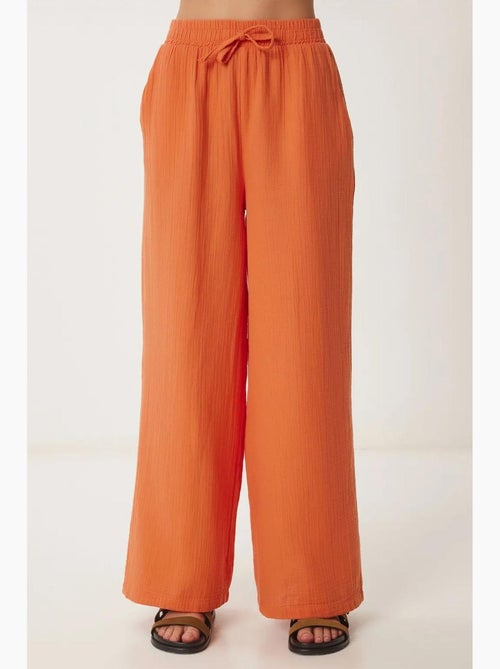Pantaloni a gamba ampia con coulisse in vita e dettaglio con bordino istanbul - Kiabi