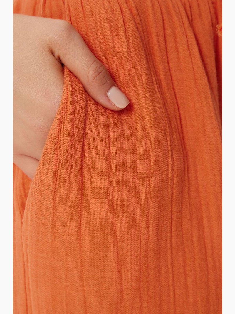 Pantaloni a gamba ampia con coulisse in vita e dettaglio con bordino istanbul Arancione - Kiabi