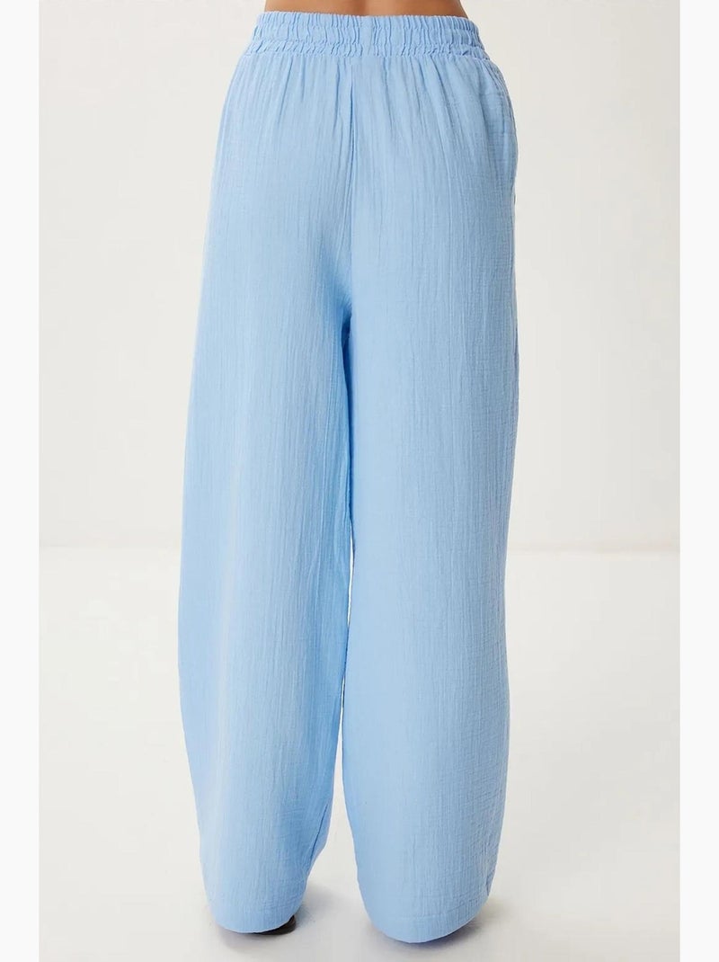 Pantaloni a gamba ampia con coulisse in vita e dettaglio con bordino istanbul Blu cielo - Kiabi