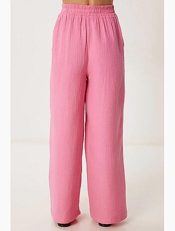 Pantaloni a gamba ampia con coulisse in vita e dettaglio con bordino istanbul