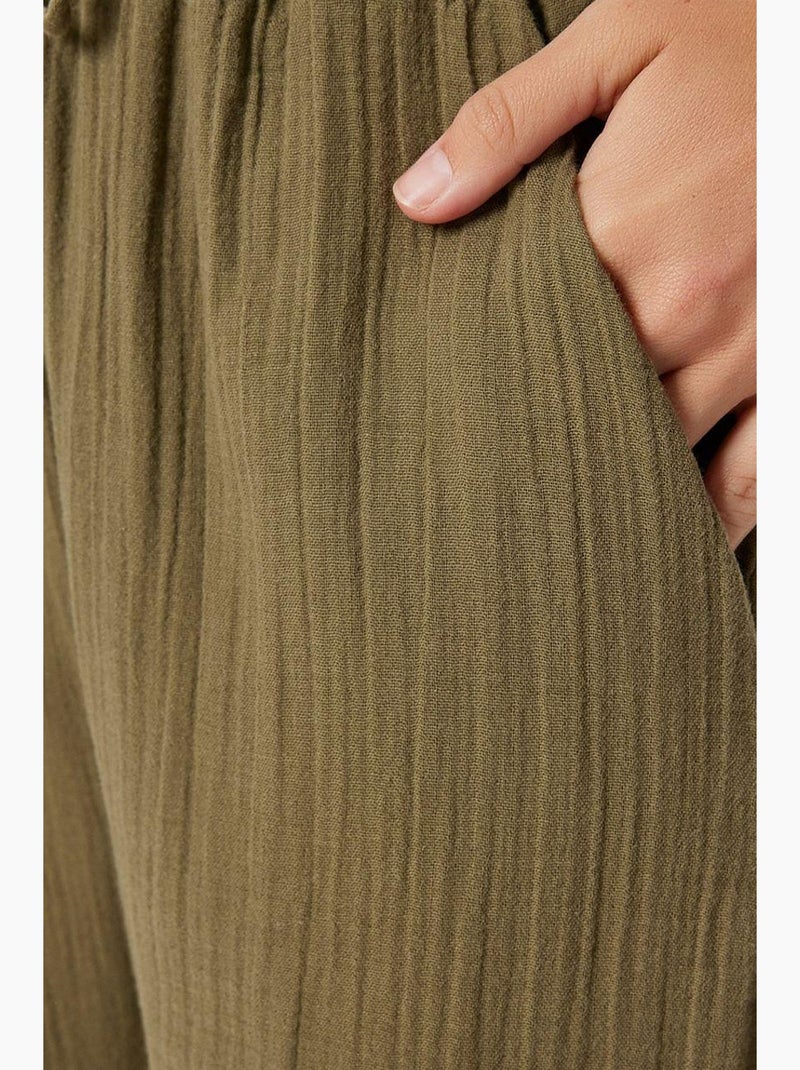 Pantaloni a gamba ampia con coulisse in vita e dettaglio con bordino istanbul Verde kaki - Kiabi