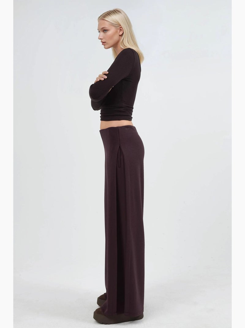 Pantaloni a gamba ampia con pieghe busem Rosso bordeaux - Kiabi