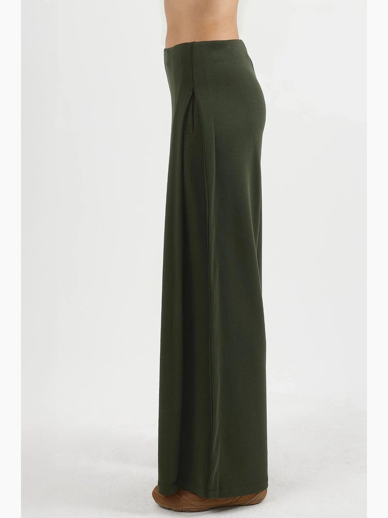 Pantaloni a gamba ampia con pieghe busem Verde bottiglia - Kiabi
