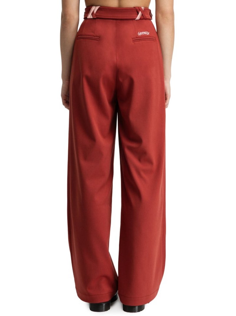 Pantaloni a gamba ampia con pieghe da donna donna aker-w cherry Rosso - Kiabi