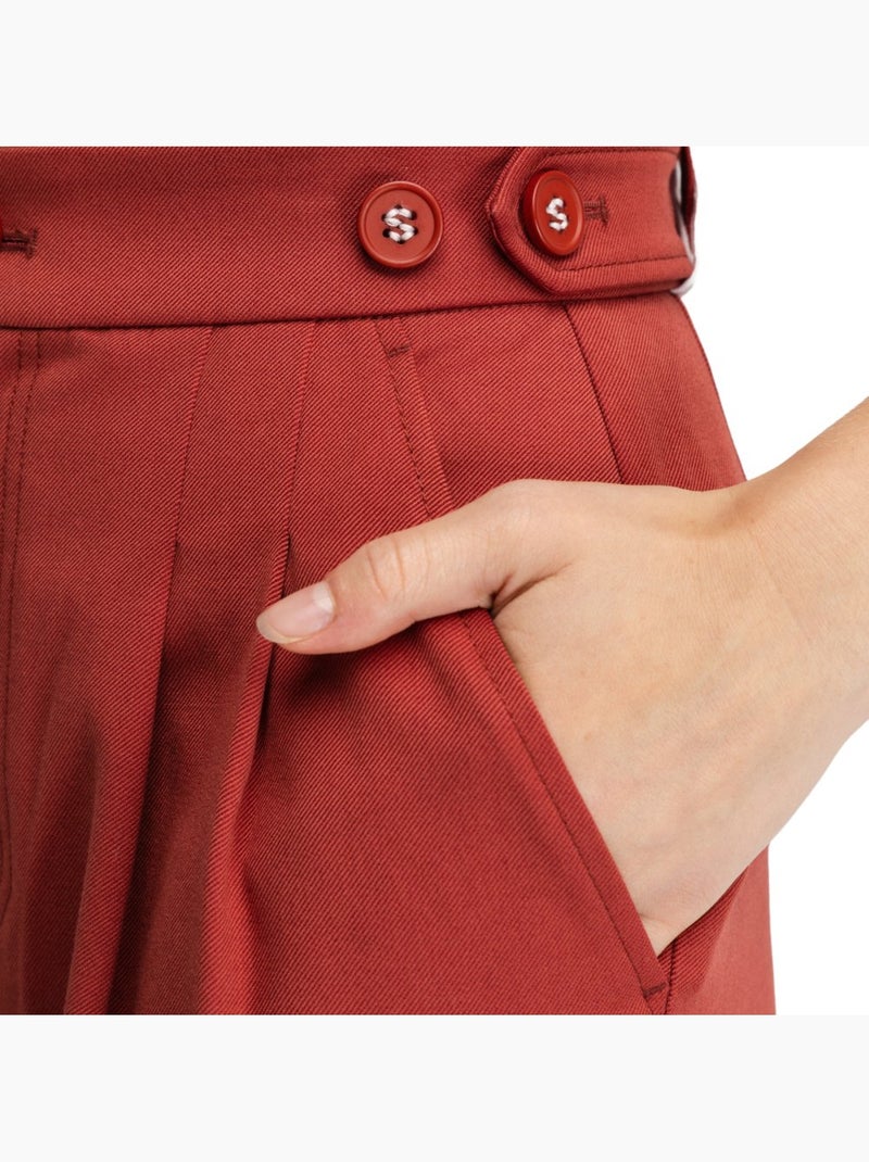 Pantaloni a gamba ampia con pieghe da donna donna aker-w cherry Rosso - Kiabi