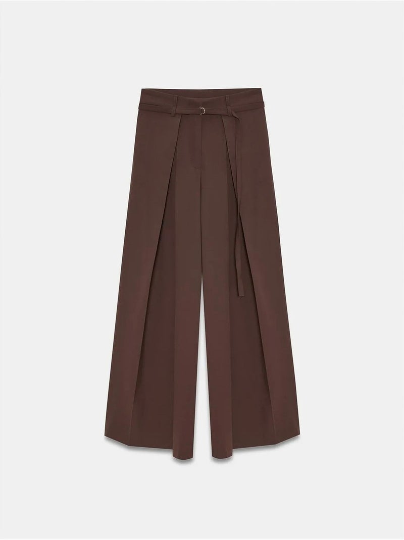 Pantaloni a gamba ampia con pieghe dilvin Marrone cioccolato - Kiabi