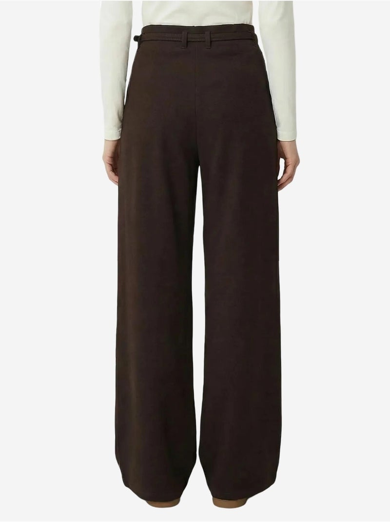 Pantaloni a gamba ampia con pieghe e cintura istanbul Marrone cioccolato - Kiabi
