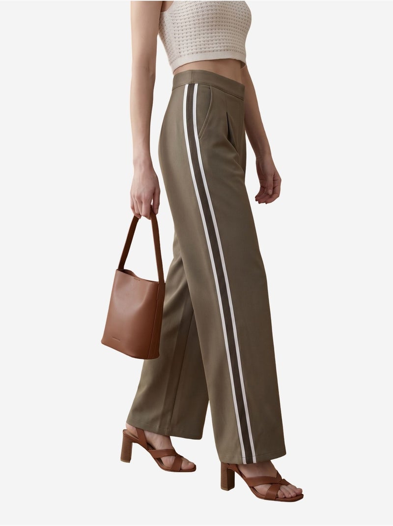 Pantaloni a gamba ampia con pince a vita alta my fashion Cachi - Kiabi