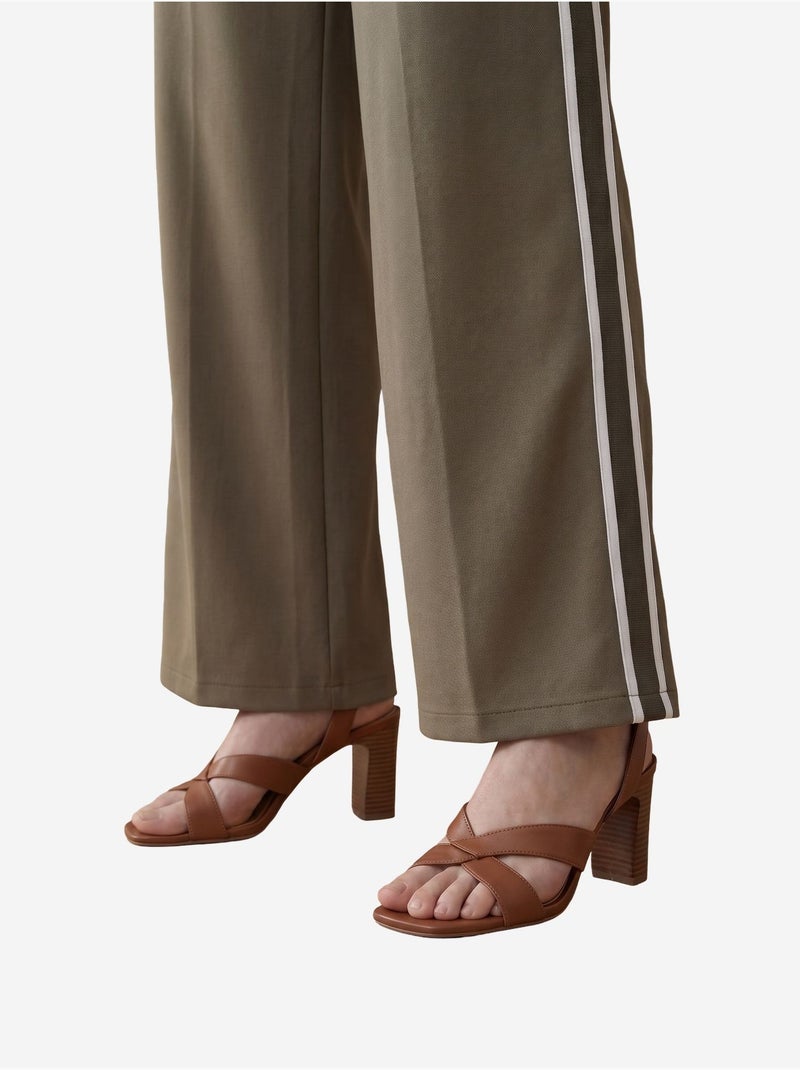Pantaloni a gamba ampia con pince a vita alta my fashion Cachi - Kiabi