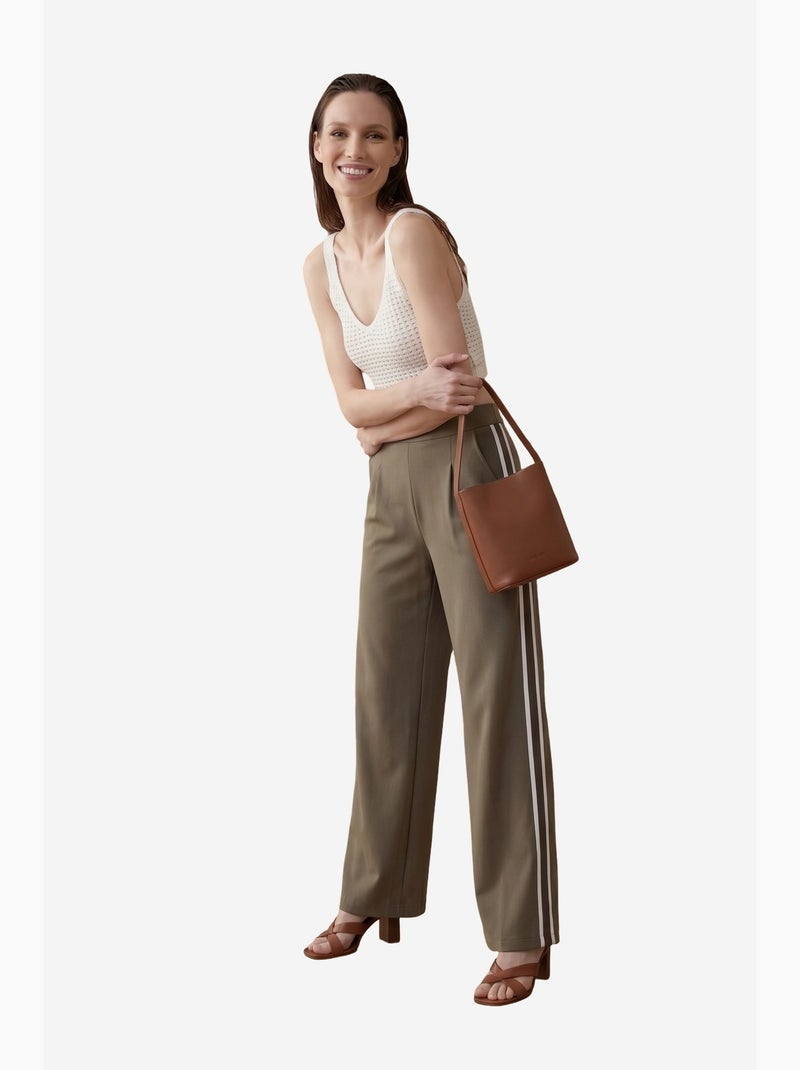 Pantaloni a gamba ampia con pince a vita alta my fashion Cachi - Kiabi