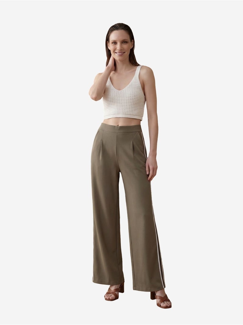 Pantaloni a gamba ampia con pince a vita alta my fashion Cachi - Kiabi