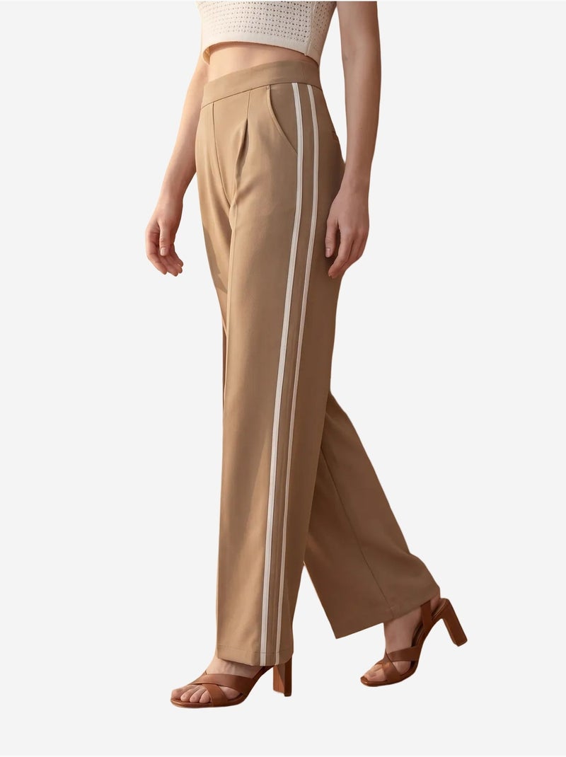 Pantaloni a gamba ampia con pince a vita alta my fashion Cammello - Kiabi