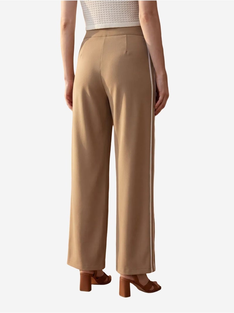Pantaloni a gamba ampia con pince a vita alta my fashion Cammello - Kiabi
