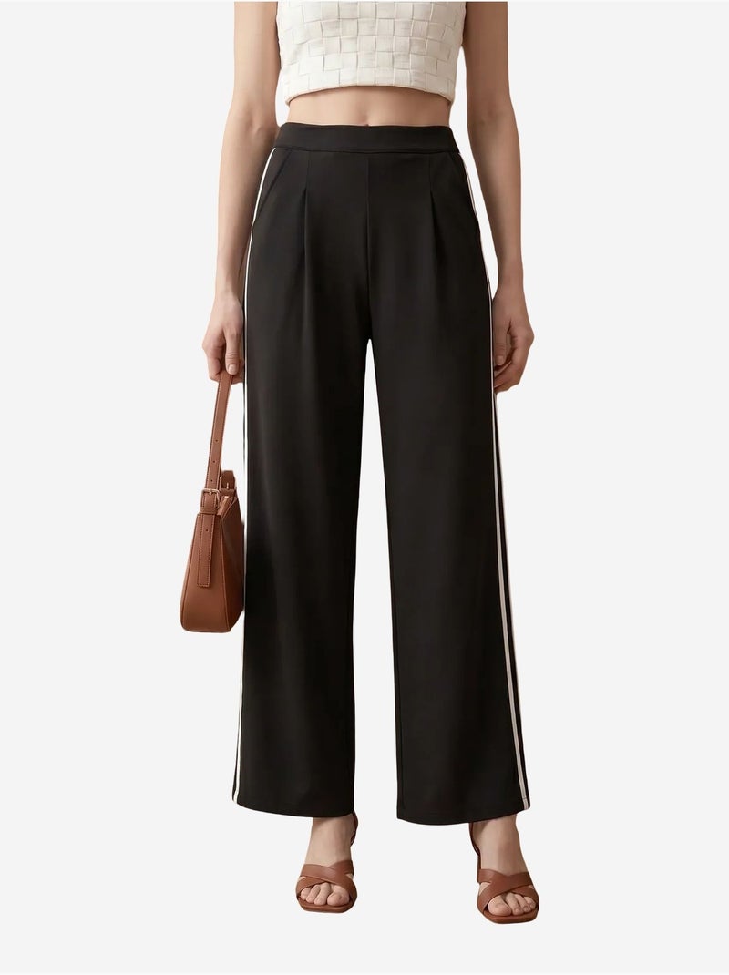 Pantaloni a gamba ampia con pince a vita alta my fashion Nero - Kiabi