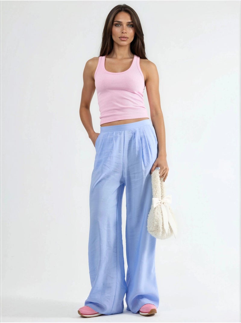 Pantaloni a gamba ampia con pince busem Blu cielo - Kiabi