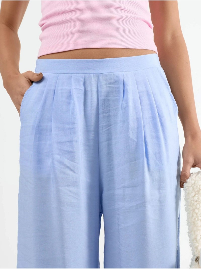 Pantaloni a gamba ampia con pince busem Blu cielo - Kiabi