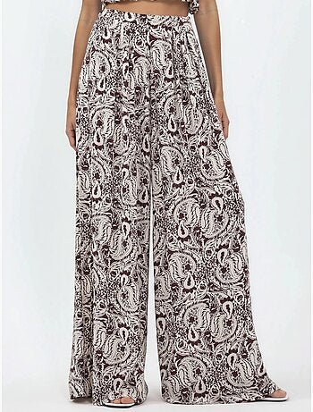 Pantaloni a gamba ampia con stampa paisley busem