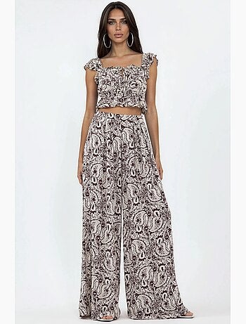 Pantaloni a gamba ampia con stampa paisley busem