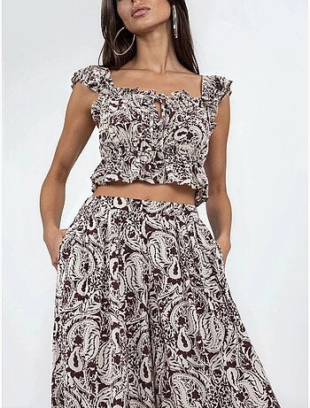 Pantaloni a gamba ampia con stampa paisley busem