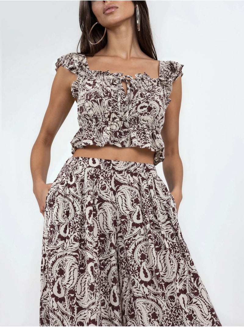 Pantaloni a gamba ampia con stampa paisley busem Multicolore - Kiabi