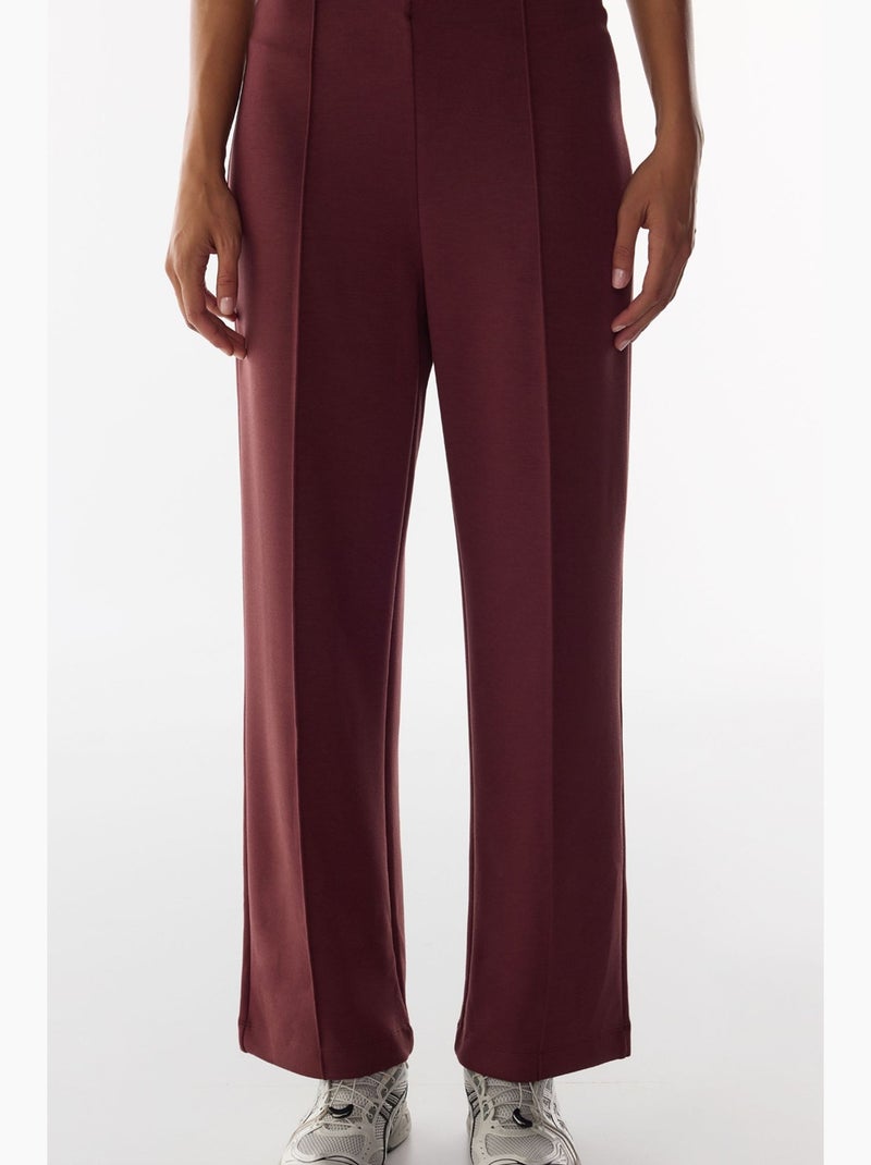 Pantaloni a gamba ampia con vita alta e coste penti Rosso bordeaux - Kiabi