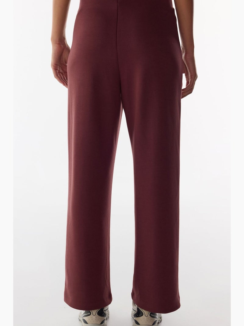 Pantaloni a gamba ampia con vita alta e coste penti Rosso bordeaux - Kiabi