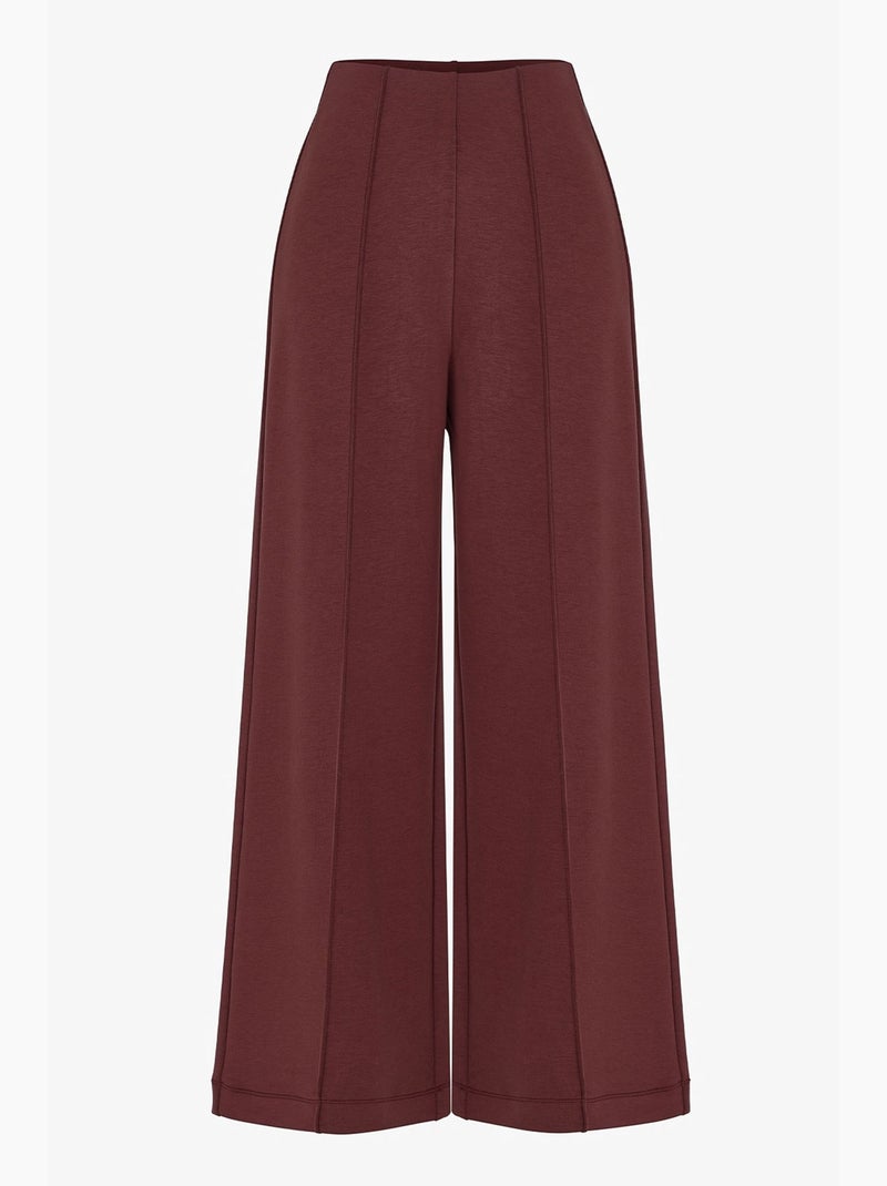 Pantaloni a gamba ampia con vita alta e coste penti Rosso bordeaux - Kiabi