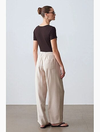 Pantaloni a gamba ampia con vita elasticizzata e coulisse dilvin