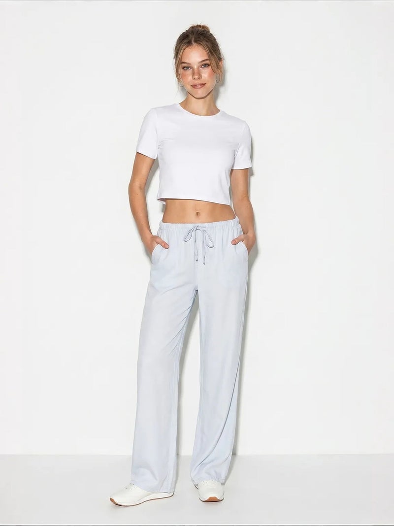 Pantaloni a gamba ampia in lyocell lucci Blu pastello - Kiabi