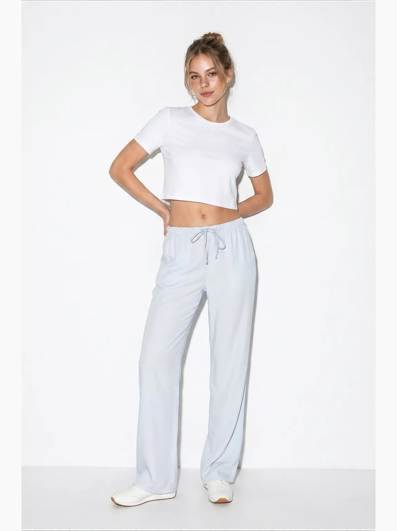 Pantaloni a gamba ampia in lyocell lucci Blu pastello - Kiabi
