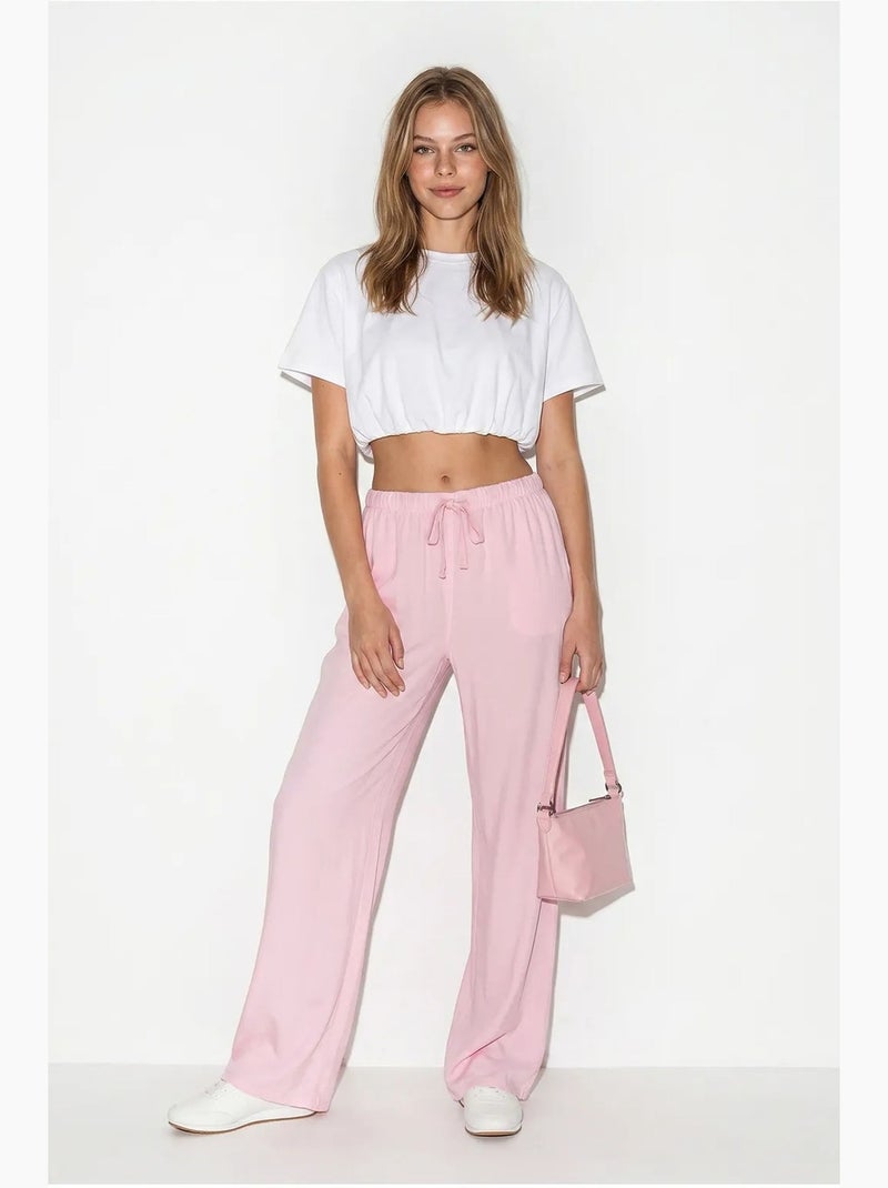 Pantaloni a gamba ampia in lyocell lucci Rosa - Kiabi