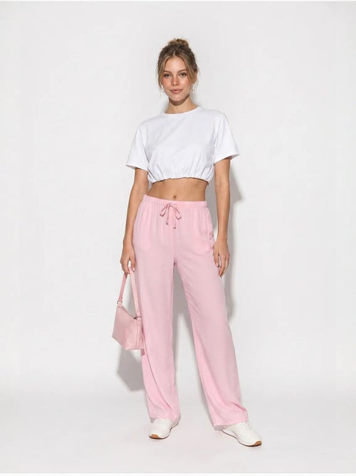 Pantaloni a gamba ampia in lyocell lucci - Kiabi Pantaloni a gamba ampia in lyocell lucci - Kiabi