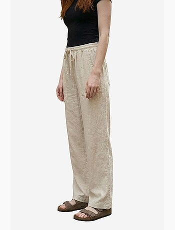 Pantaloni a gamba ampia in misto lino da donna my fashion