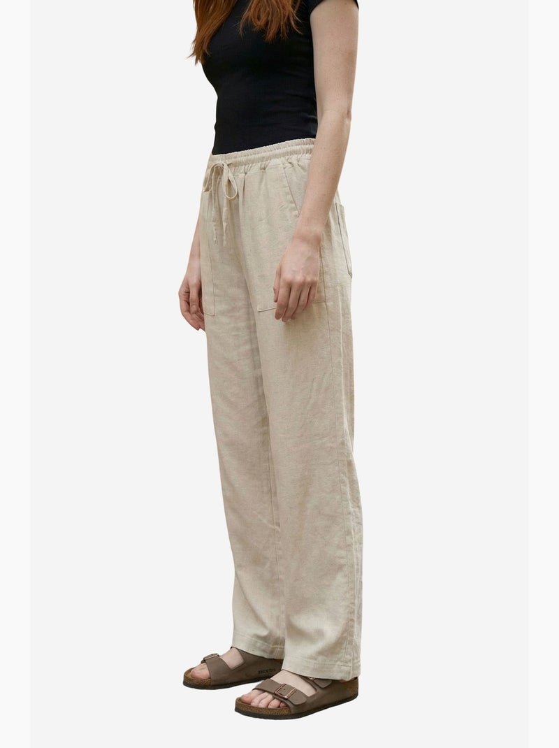 Pantaloni a gamba ampia in misto lino da donna my fashion Beige naturale - Kiabi