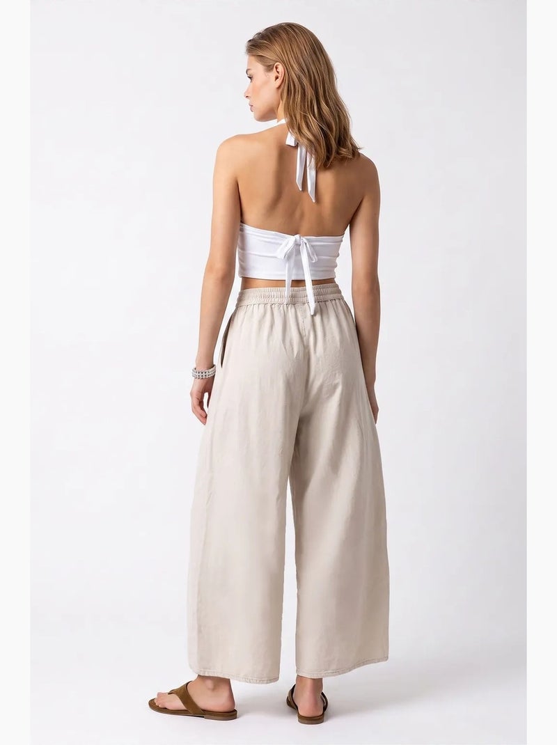 Pantaloni a gamba ampia in tencel alla caviglia mixray Beige argilla - Kiabi