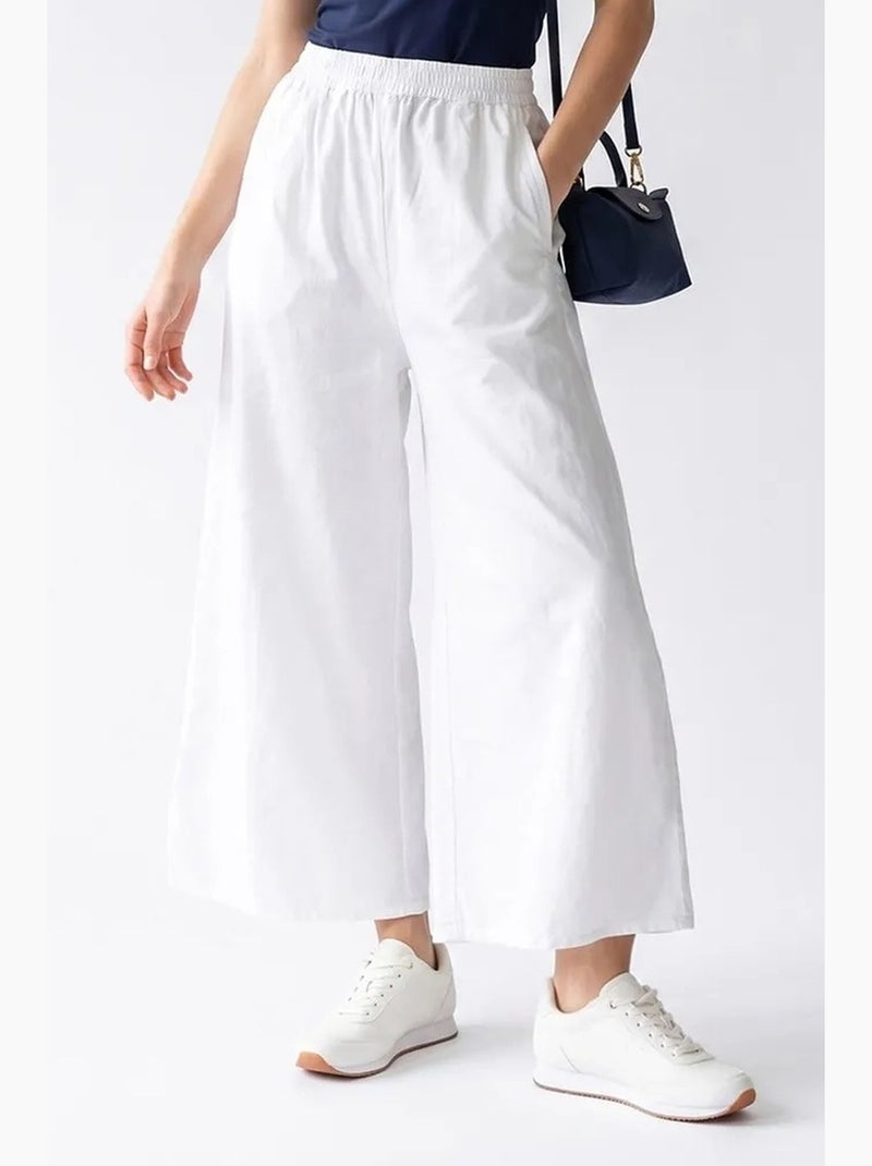 Pantaloni a gamba ampia in tencel alla caviglia mixray Bianco - Kiabi