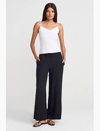 Pantaloni a gamba ampia in tencel con vita con coulisse dilvin