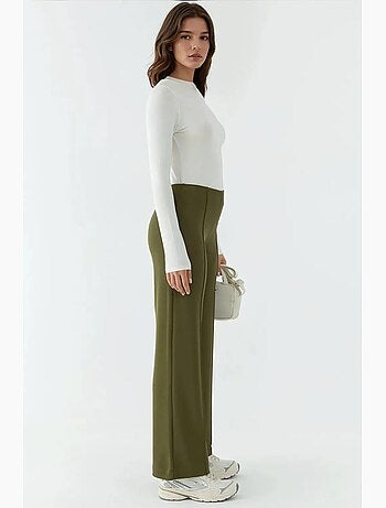 Pantaloni a gamba ampia modal touch con dettagli a coste hiccup
