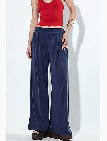 Pantaloni a gamba ampia plissettati con tasche busem