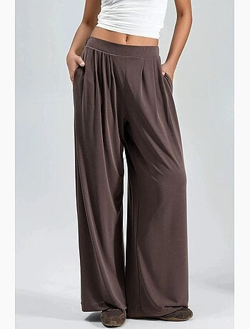 Pantaloni a gamba ampia plissettati con tasche busem