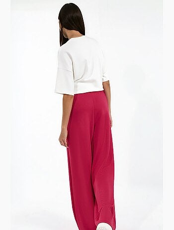Pantaloni a gamba ampia plissettati con tocco modal hiccup