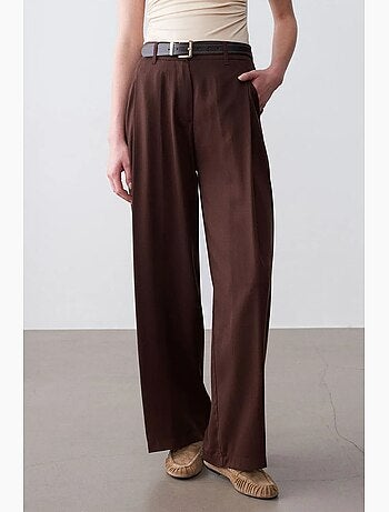Pantaloni a gamba ampia plissettati dilvin