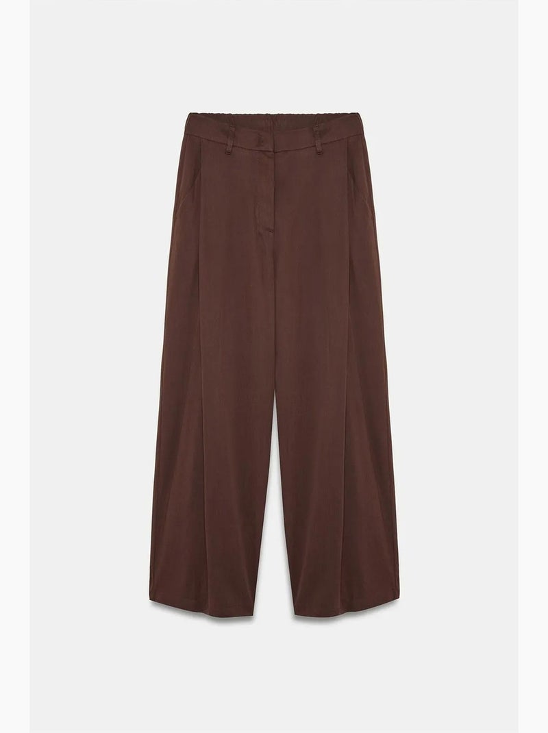 Pantaloni a gamba ampia plissettati dilvin Marrone cioccolato - Kiabi