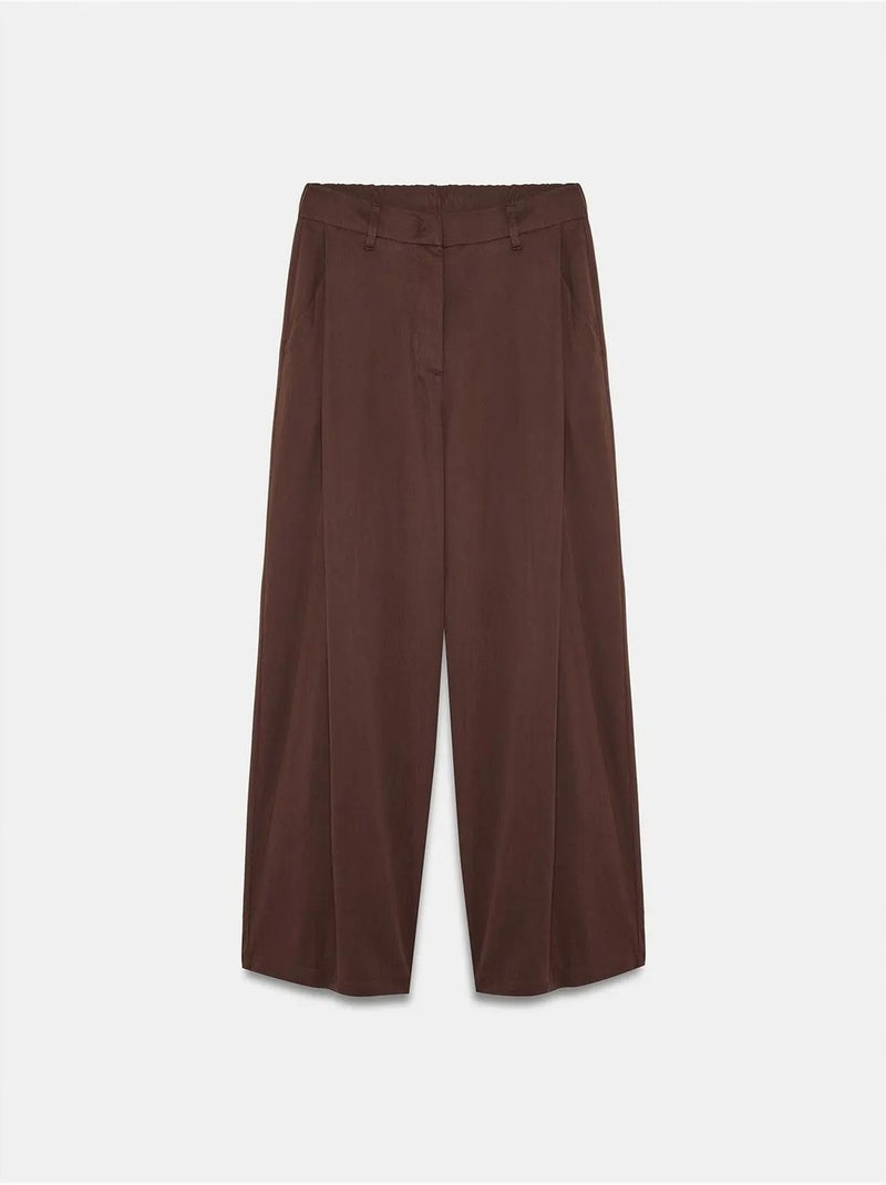 Pantaloni a gamba ampia plissettati Marrone cioccolato - Kiabi