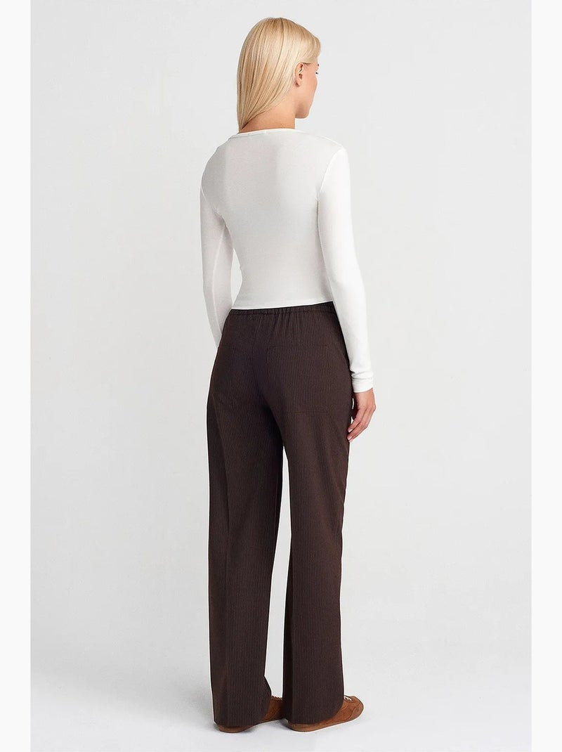 Pantaloni a gamba ampia pull-on dilvin Marrone cioccolato - Kiabi