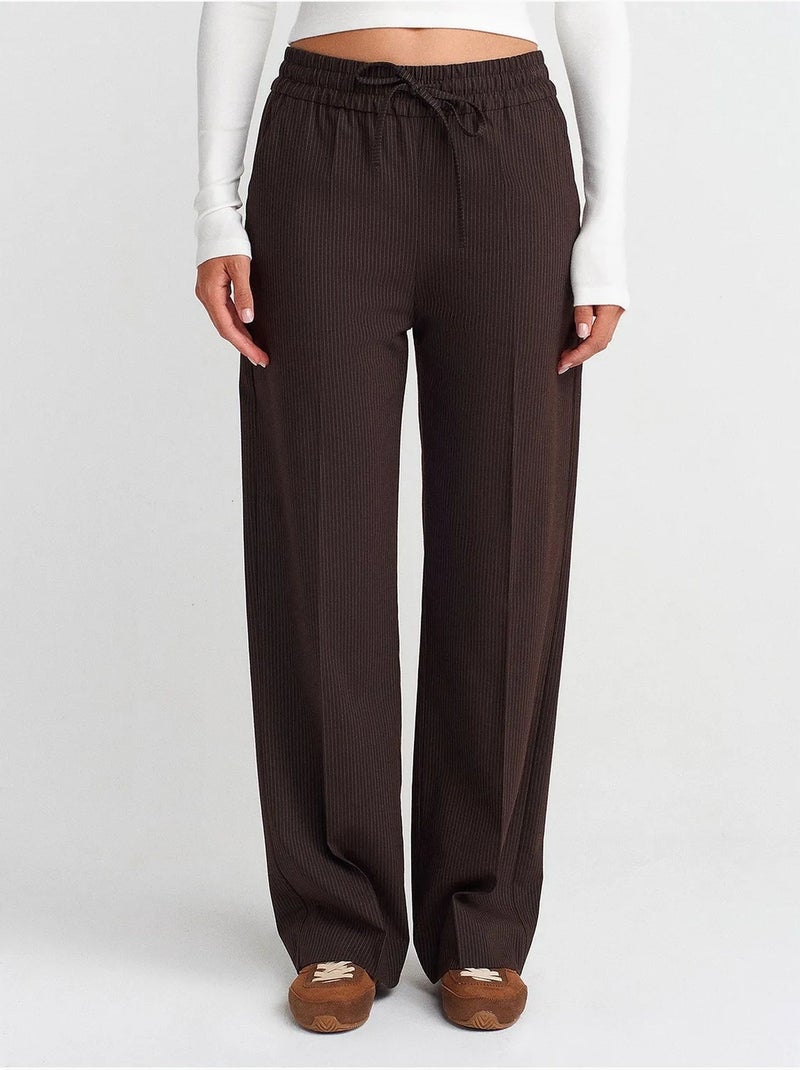 Pantaloni a gamba ampia pull-on dilvin Marrone cioccolato - Kiabi