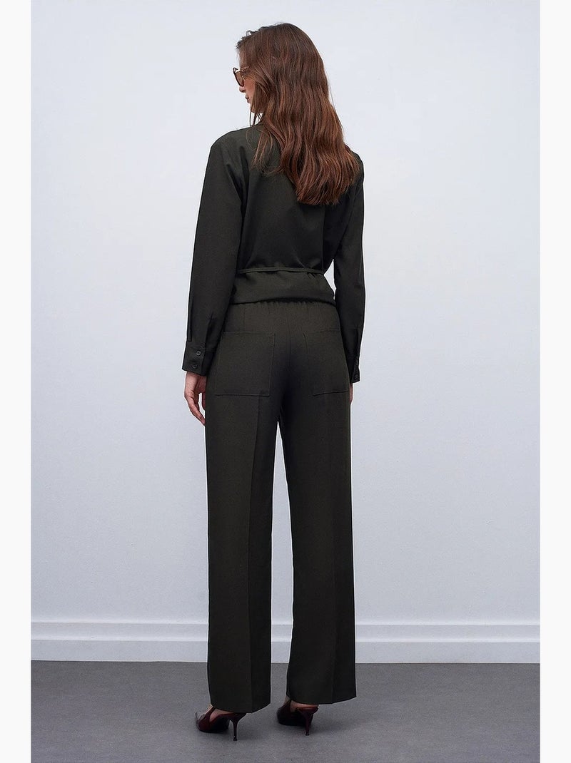 Pantaloni a gamba ampia pull-on dilvin Verde kaki - Kiabi