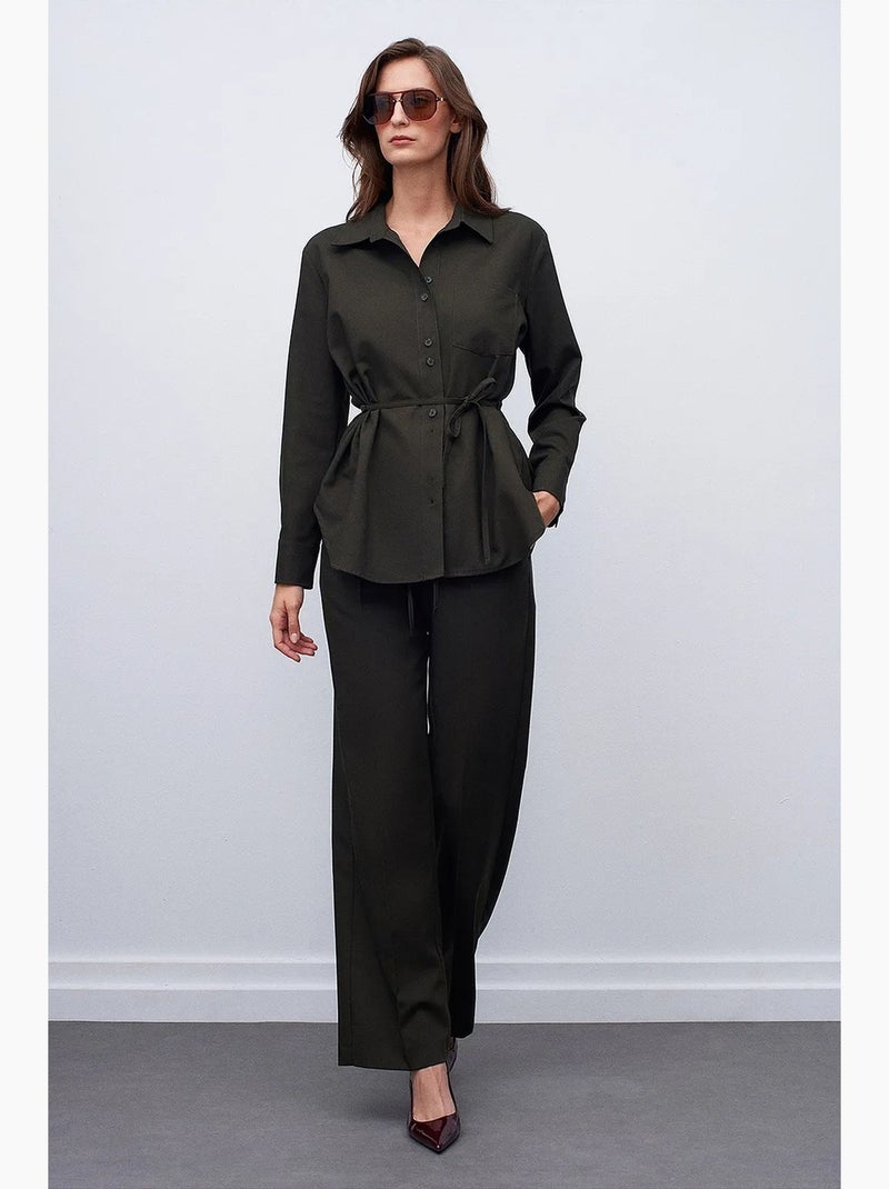 Pantaloni a gamba ampia pull-on dilvin Verde kaki - Kiabi