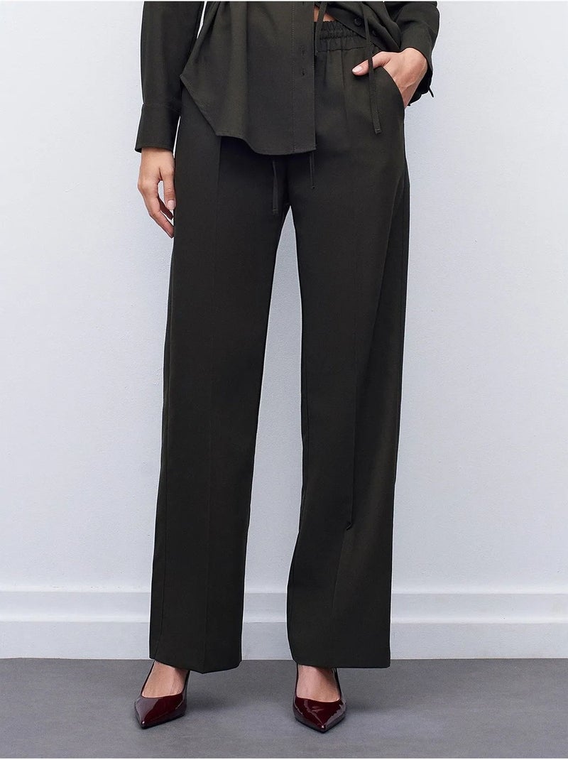 Pantaloni a gamba ampia pull-on dilvin Verde kaki - Kiabi